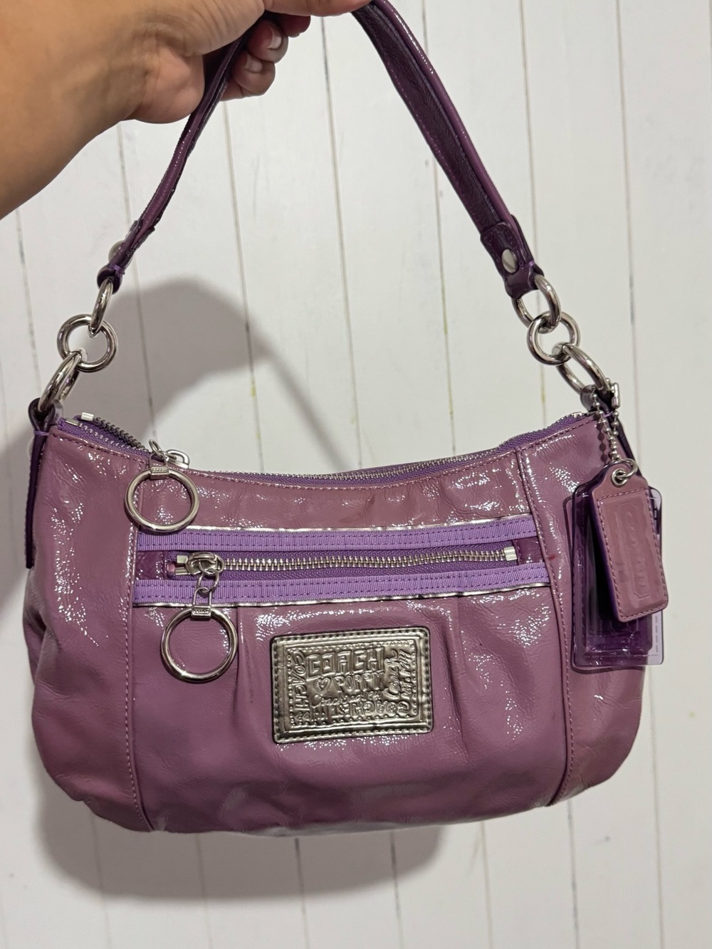 Coach Poppy Patent Leather Purple Shoulder Bag